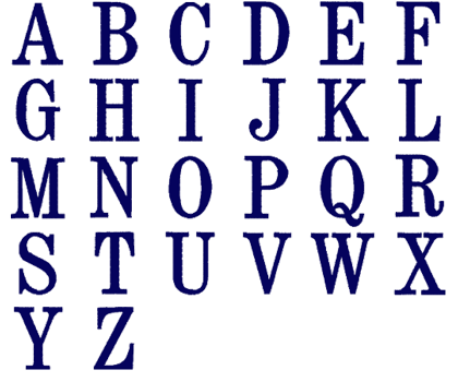Image of all the letters in Traditional