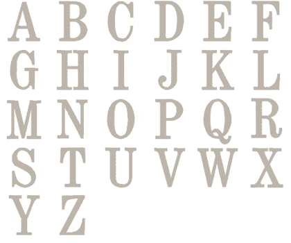 Image of all the letters in Traditional