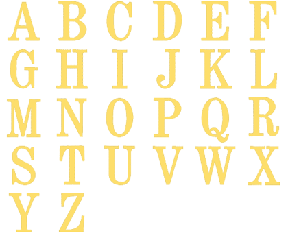 Image of all the letters in Traditional
