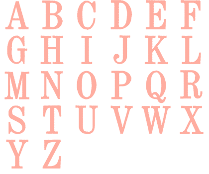 Image of all the letters in Traditional