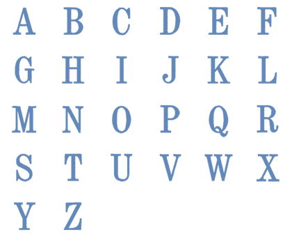 Image of all the letters in Traditional