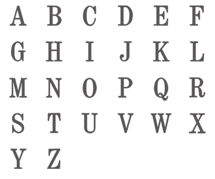 Image of all the letters in Traditional