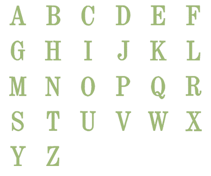 Image of all the letters in Traditional