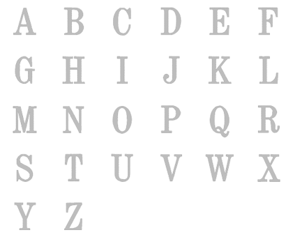 Image of all the letters in Traditional