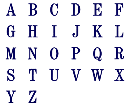 Image of all the letters in Traditional