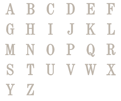 Image of all the letters in Traditional