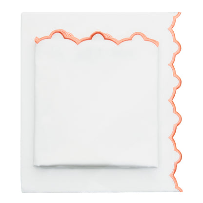 The Apricot Scalloped Embroidered Sheet Set