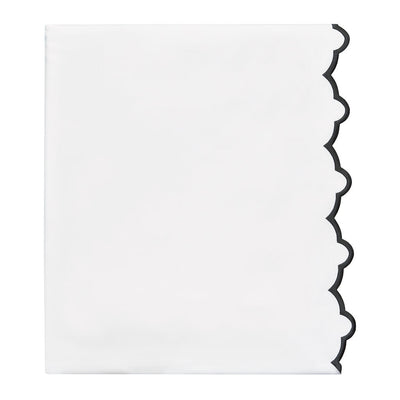 Black Scalloped Embroidered Flat Sheet