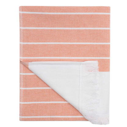 Coral Stripe Fouta Towel Essentials Bundle (2 Wash + 2 Hand + 2 Bath Towels)