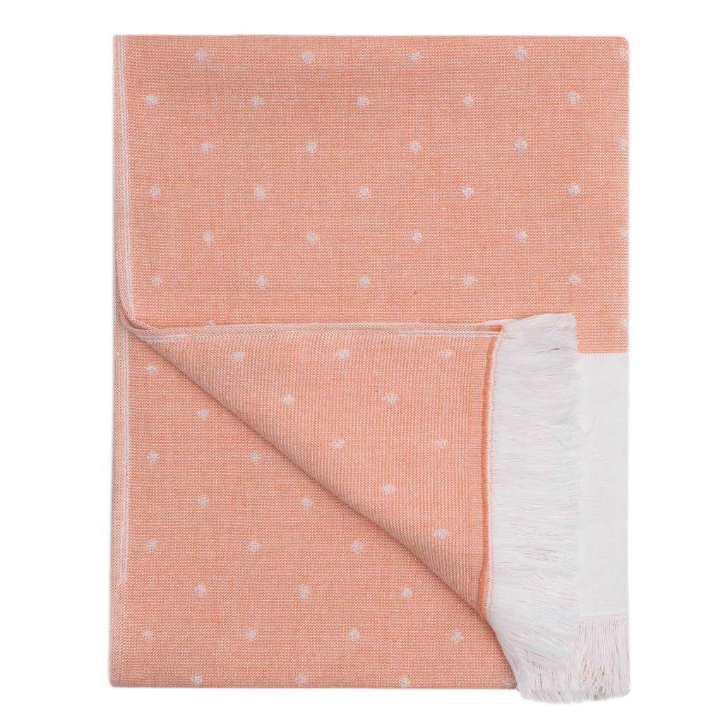 Coral Dot Fouta Towel Essentials Bundle (2 Wash + 2 Hand + 2 Bath Towels)