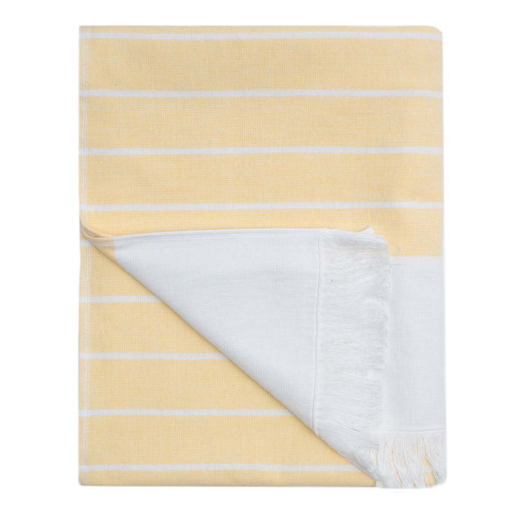 Bedroom inspiration and bedding decor | Yellow Stripe Fouta Bath Sheets | Crane and Canopy