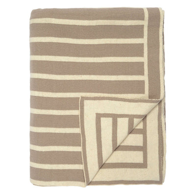 Beige Beach Stripes Reversible Patterned Throw