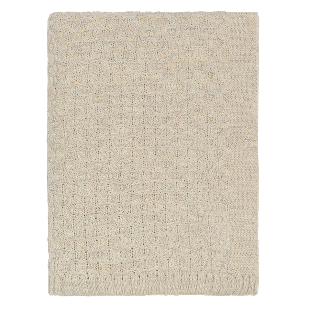 The Beige Textured Honeycomb Merino Wool Throw