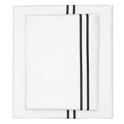 Black Lines Embroidered Sheet Set (Fitted, Flat, & Pillow Cases)