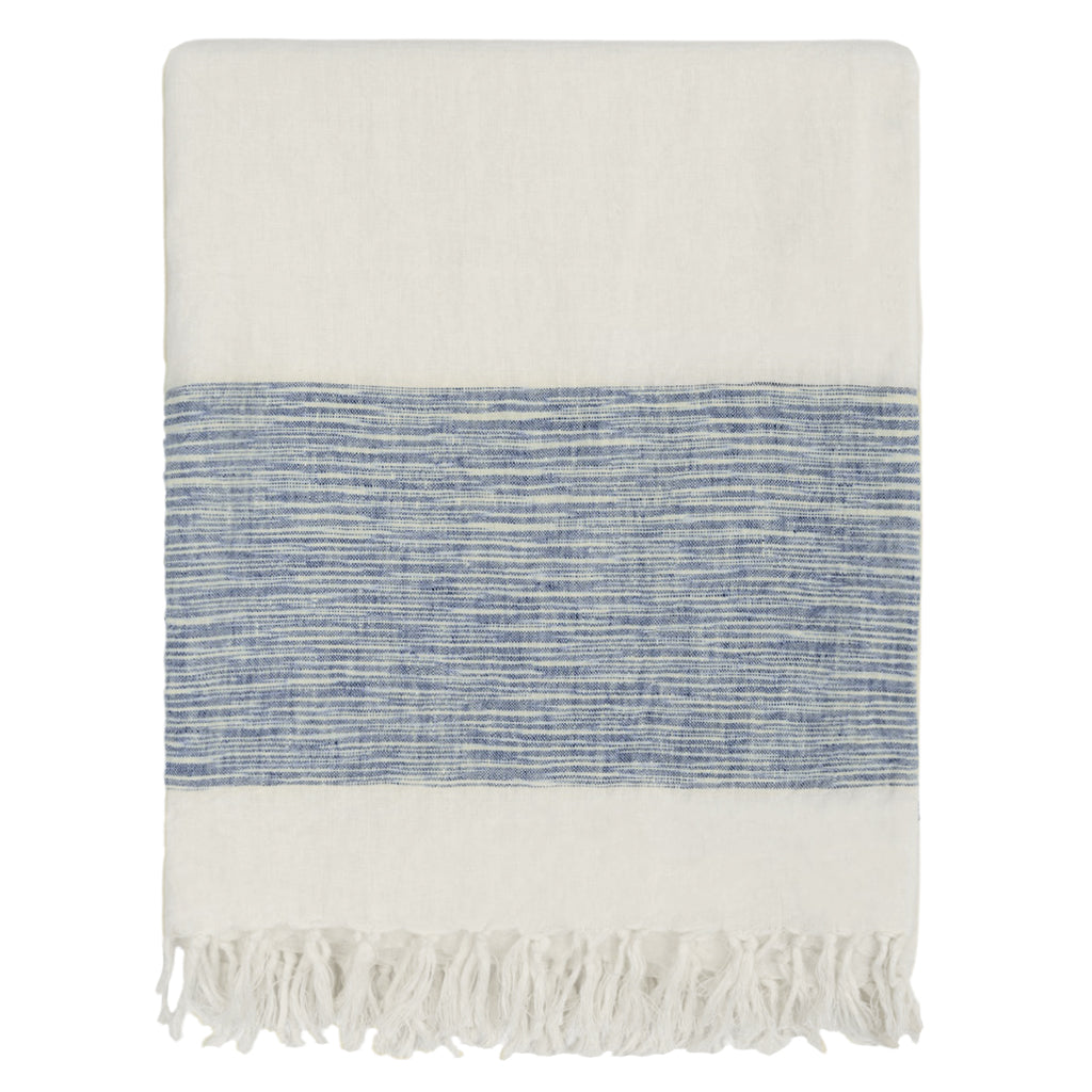 Bedroom inspiration and bedding decor | The Blue Colorblock Linen Throw | Crane and Canopy