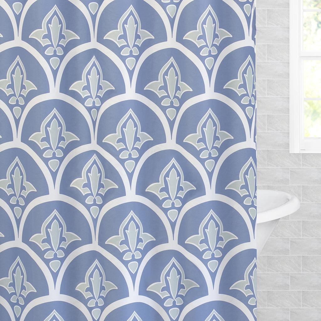Bedroom inspiration and bedding decor | The Blue Clementina Shower Curtain Duvet Cover | Crane and Canopy