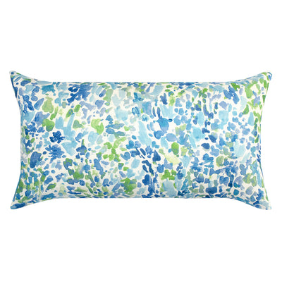 The Blue and Green Garden Watercolor Throw Pillow