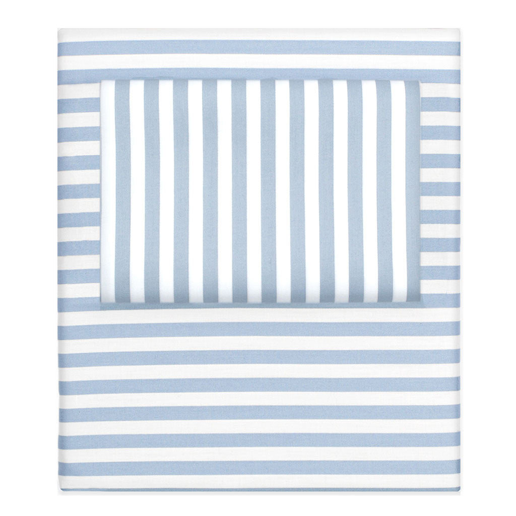 French Blue Striped Sheet Set King