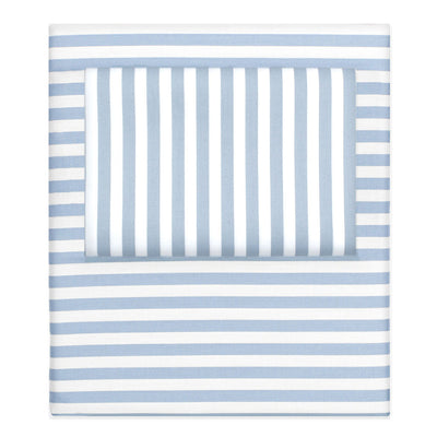 French Blue Striped Sheet Set  (Fitted, Flat, & Pillow Cases)