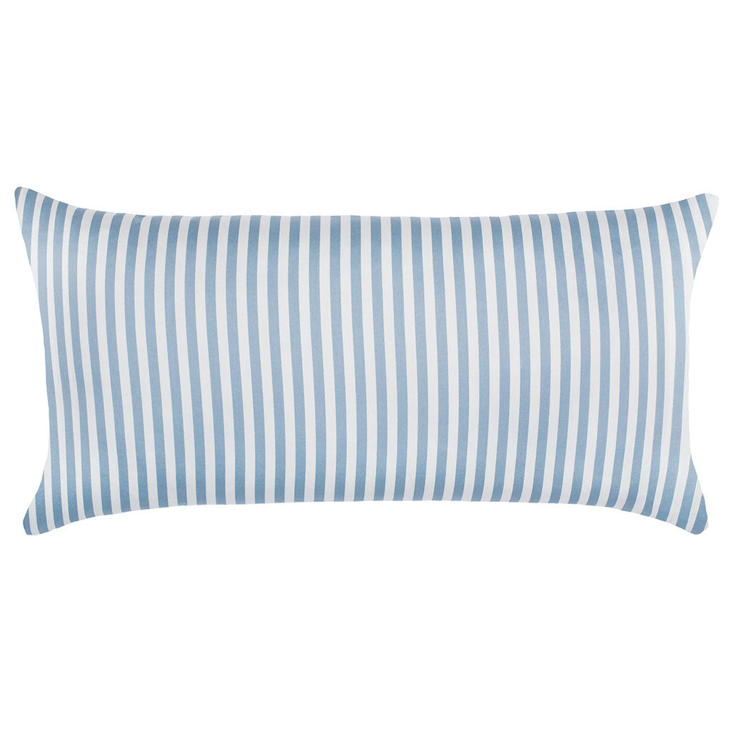 Navy Blue Grey Stripes Monogram Lumbar Pillow