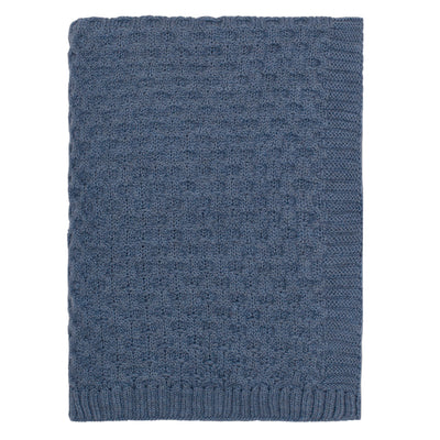 The Blue Textured Honeycomb Merino Wool Throw
