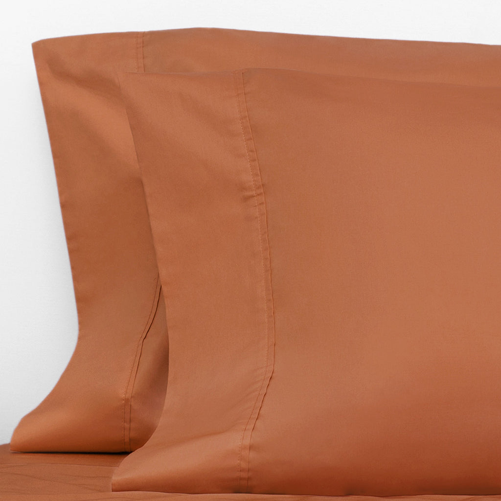 Bedroom inspiration and bedding decor | Burnt Orange 400 Thread Count Pillowcase Pair Pair Duvet Cover | Crane and Canopy