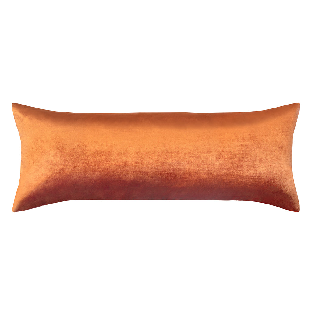 Bedroom inspiration and bedding decor | The Burnt Orange Velvet Extra Long Lumbar Throw Pillow Duvet Cover | Crane and Canopy