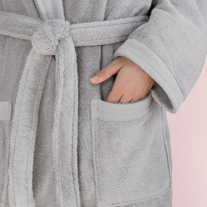 Light Grey Plush Cotton Bathrobe | The Classic Bathrobe – Crane & Canopy