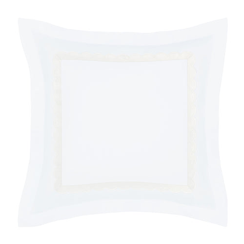 Camellia Ivory Scalloped Percale Euro Sham