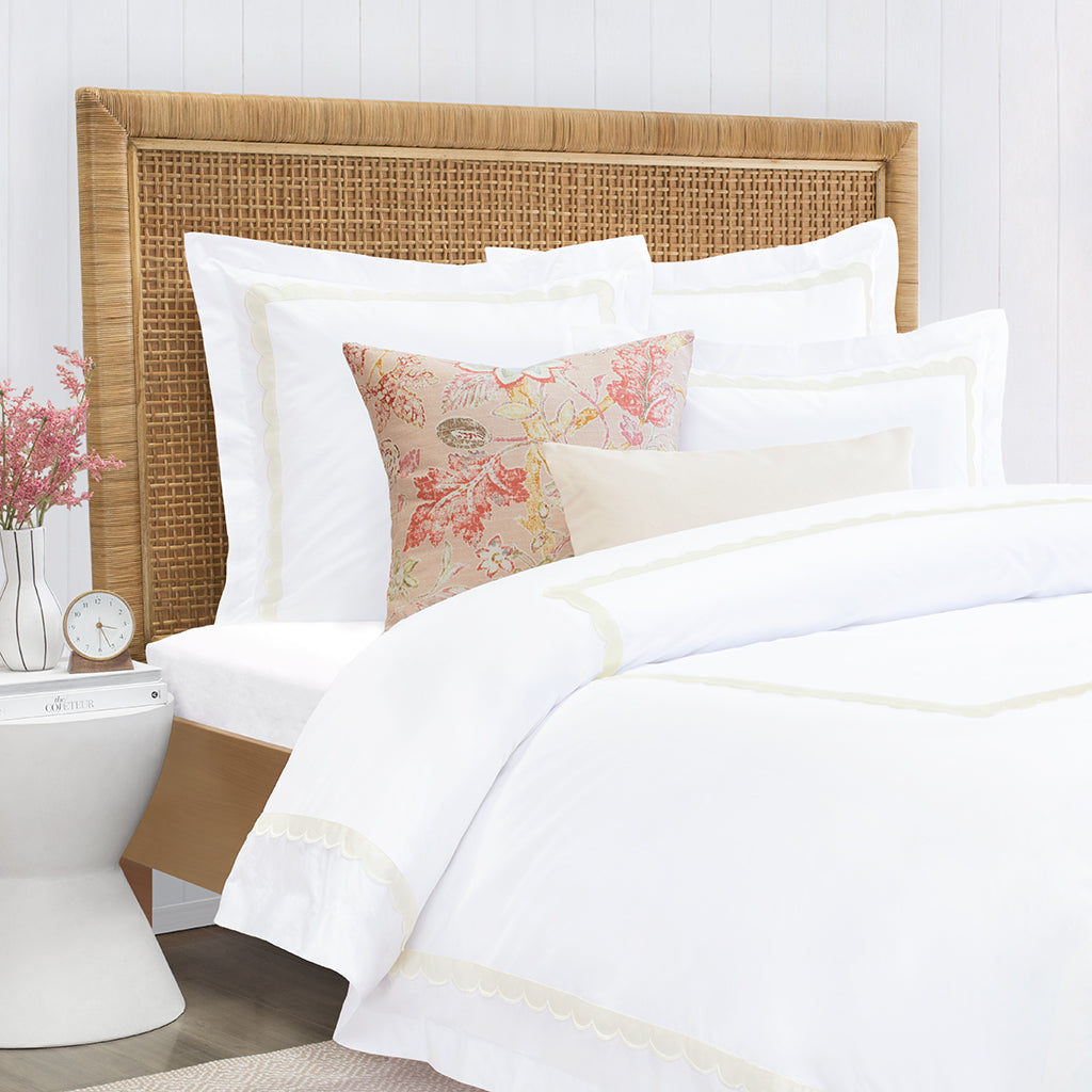 Camellia Ivory Scalloped Percale Euro Sham Crane Canopy