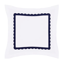 Camellia Navy Scalloped Percale Euro Sham