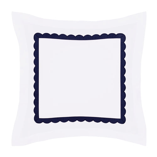 Camellia Navy Scalloped Percale Euro Sham