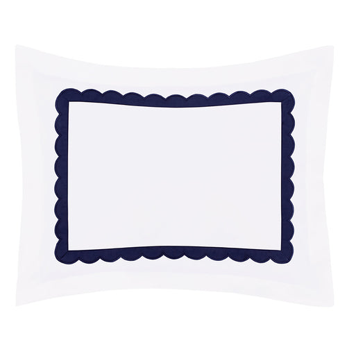 Camellia Navy Scalloped Percale Sham