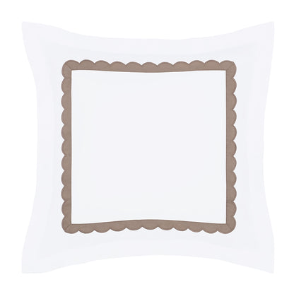 Camellia Taupe Scalloped Percale Euro Sham