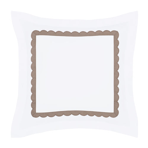Camellia Taupe Scalloped Percale Euro Sham