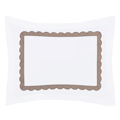 Camellia Taupe Scalloped Percale Sham