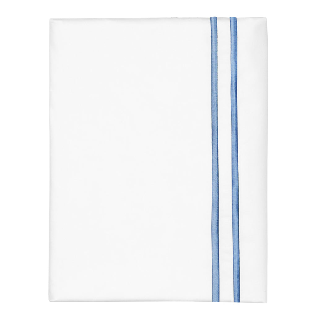 Bedroom inspiration and bedding decor | Capri Blue Lines Embroidered Pillowcase Pair Duvet Cover | Crane and Canopy