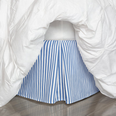 The Capri Blue Striped Pleated Bed Skirt