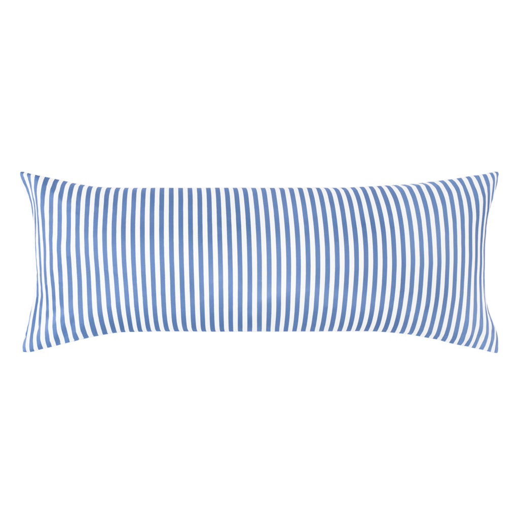 Bedroom inspiration and bedding decor | The Capri Blue Striped Extra Long Throw Pillow Duvet Cover | Crane and Canopy