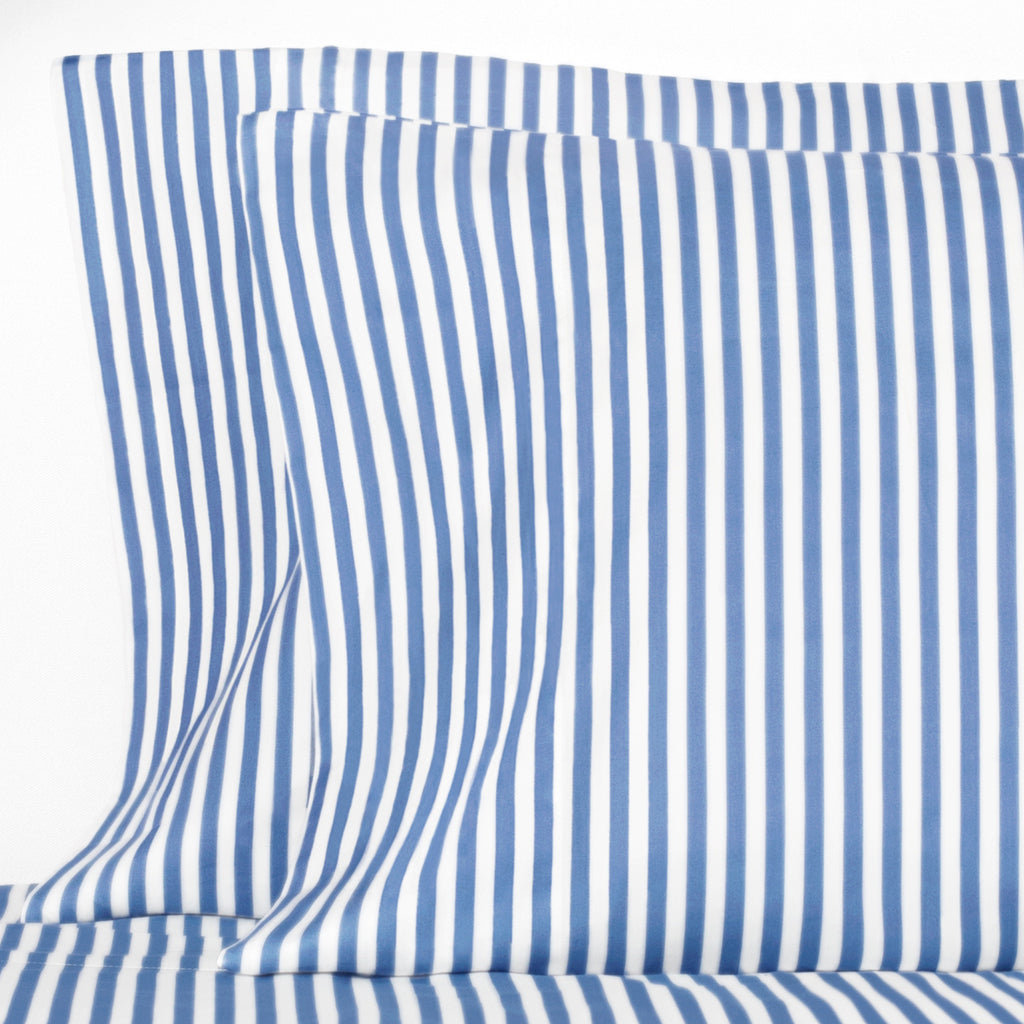 Bedroom inspiration and bedding decor | Capri Blue Striped Pillowcase Pair Duvet Cover | Crane and Canopy