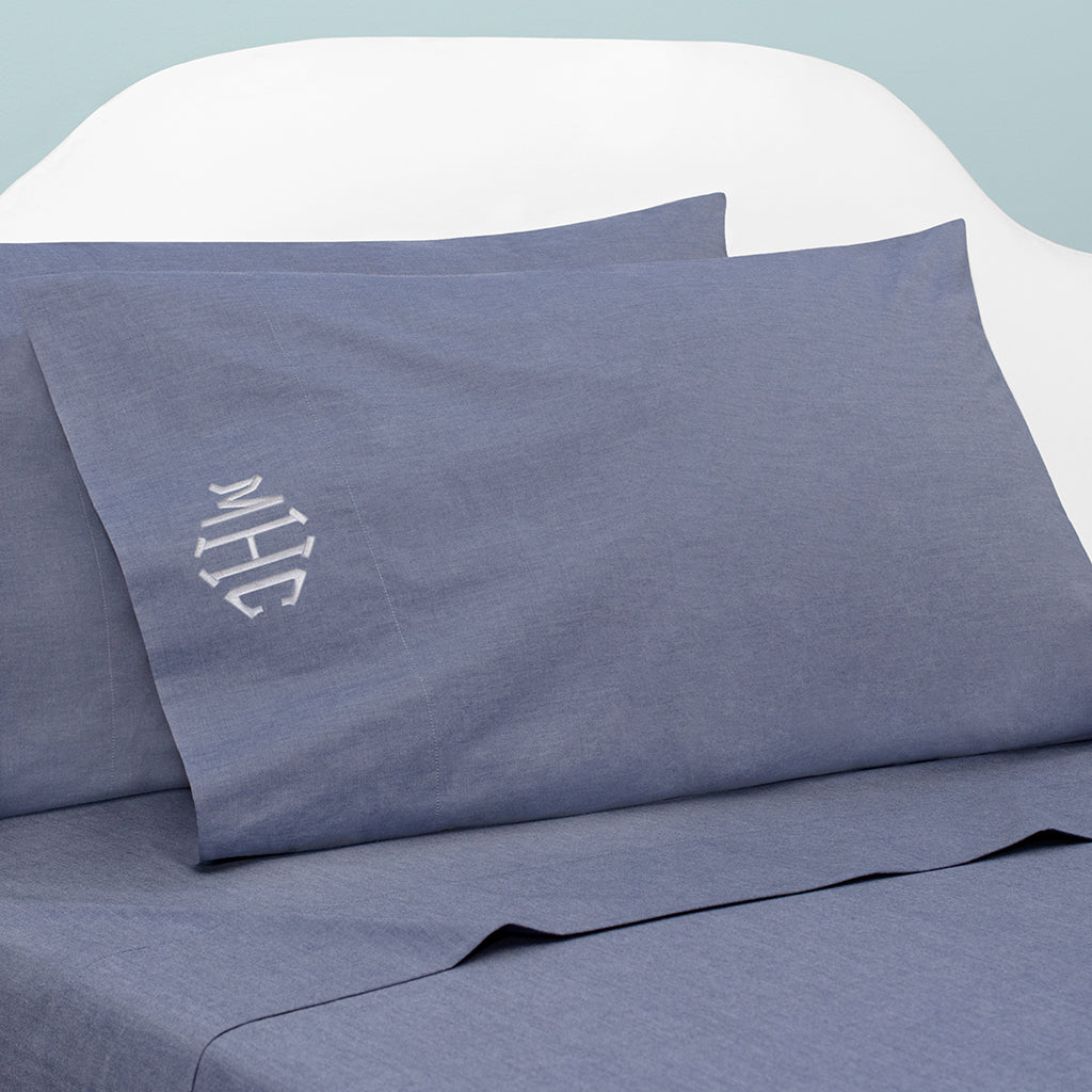 Bedroom inspiration and bedding decor | Blue Chambray Pillowcase Pair Duvet Cover | Crane and Canopy