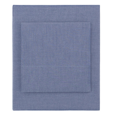 Blue Chambray Sheet Set (Fitted Sheet, Flat Sheet & Pillowcases)