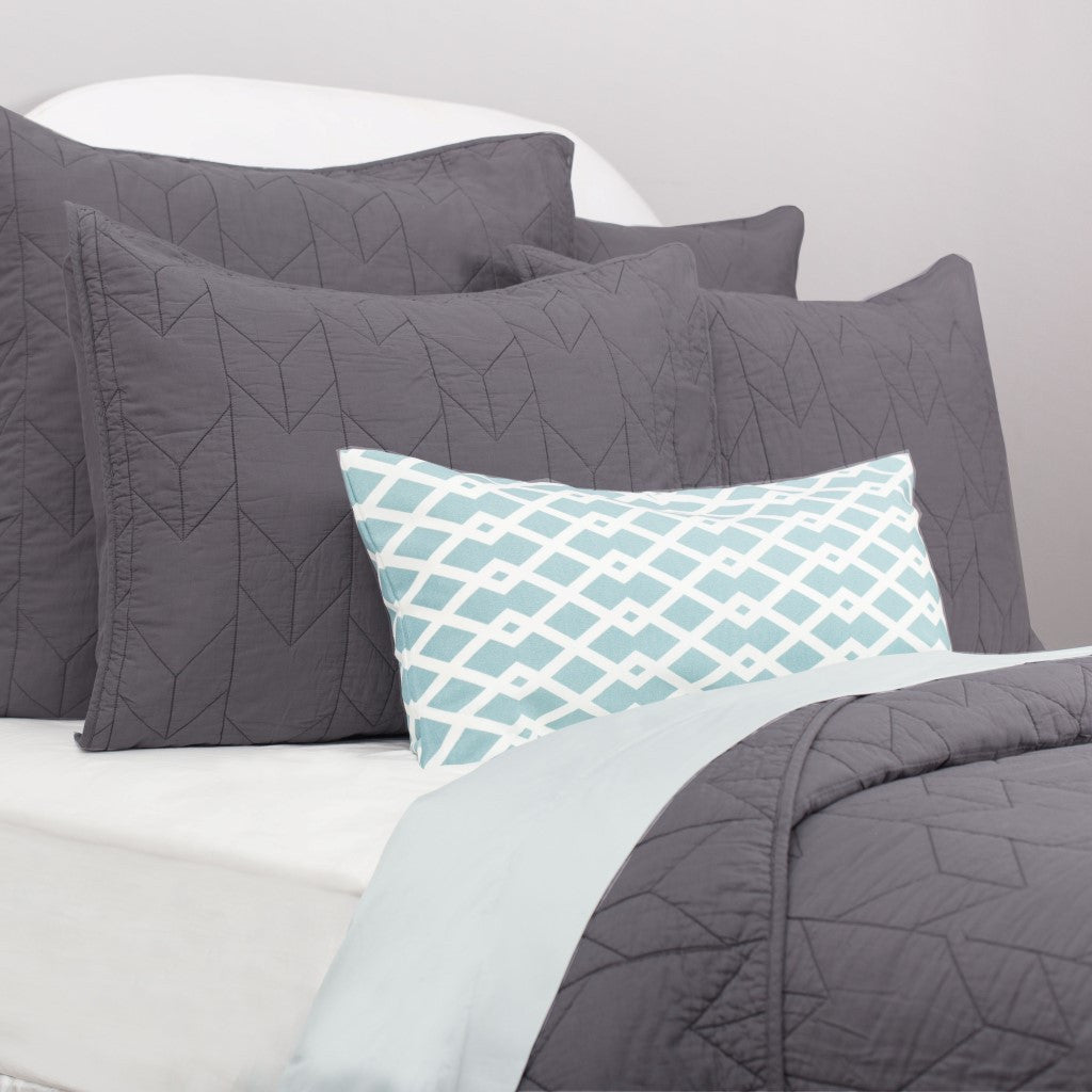 Bedroom inspiration and bedding decor | Charcoal Grey Chevron Quilt Sham Pair Duvet Cover | Crane and Canopy