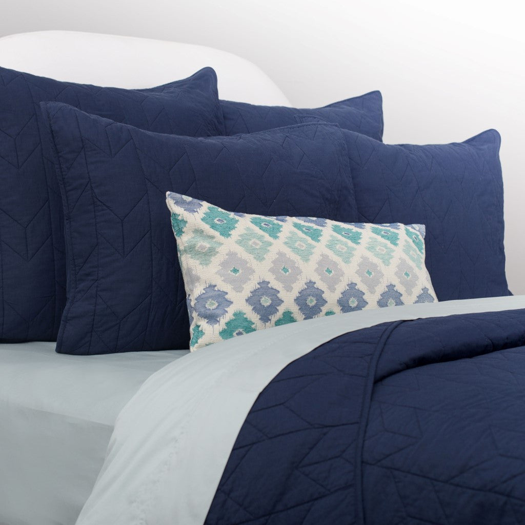 Bedroom inspiration and bedding decor | Navy Blue Chevron Quilt Euro Sham Duvet Cover | Crane and Canopy