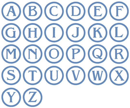 Image of all the letters in Stamp