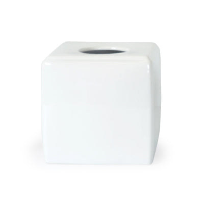 Classic White Ceramic Bath Accessories, Tissue Box Cover