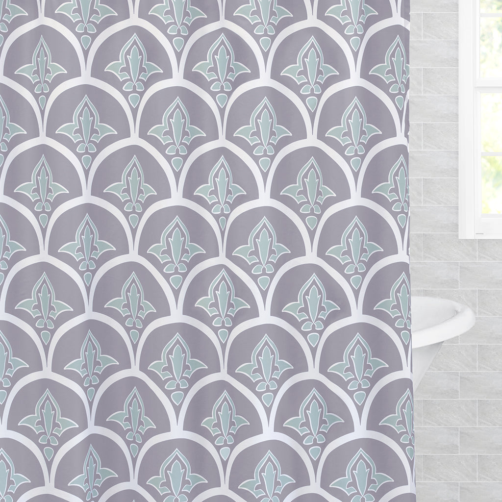 Bedroom inspiration and bedding decor | Grey Clementina Shower Curtain Duvet Cover | Crane and Canopy