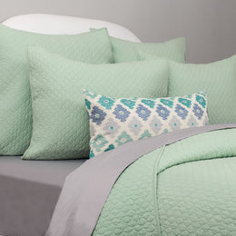Teal Flowers Throw Pillow