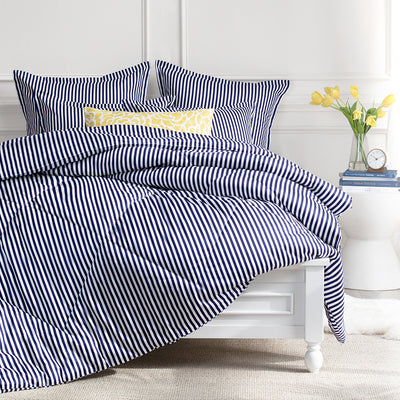 Blue and white striped twin comforter clearance
