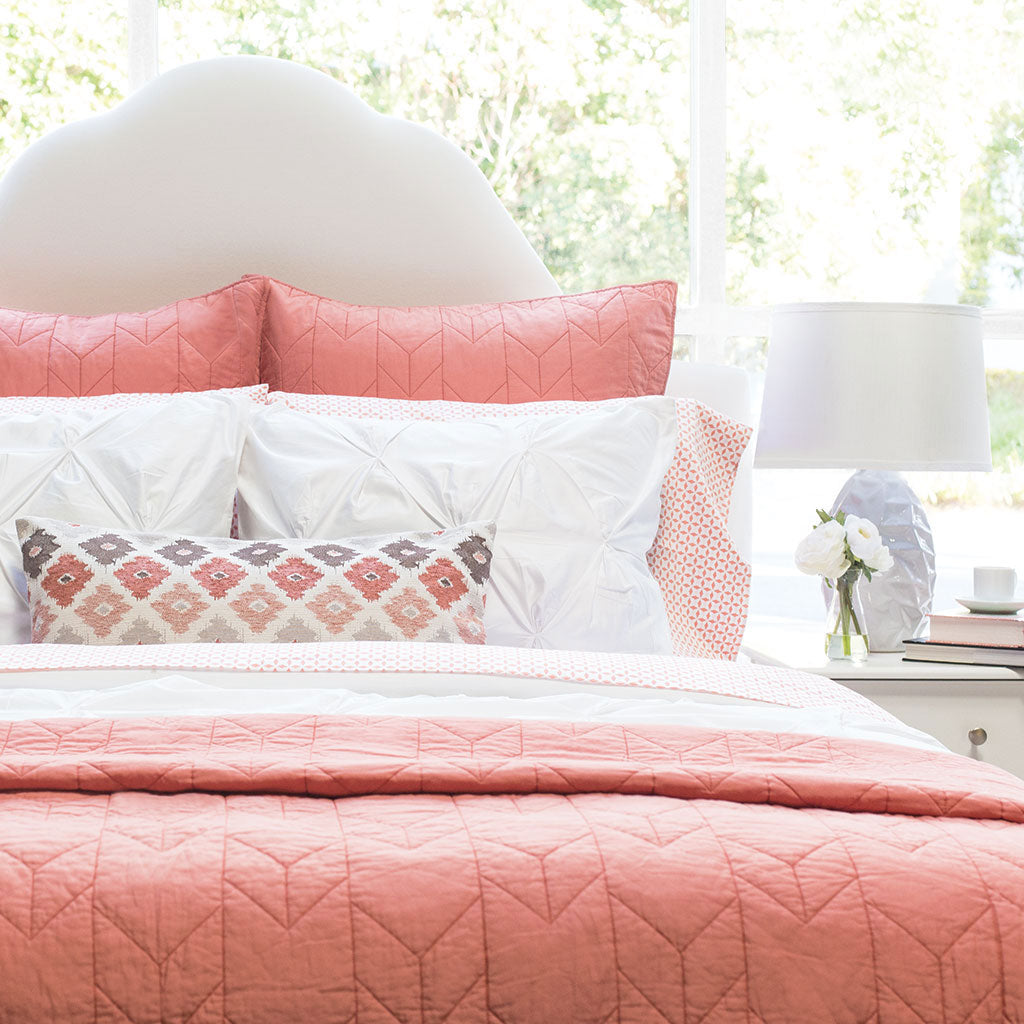 Bedroom inspiration and bedding decor | The Chevron Coral Quilt & Sham Duvet Cover | Crane and Canopy